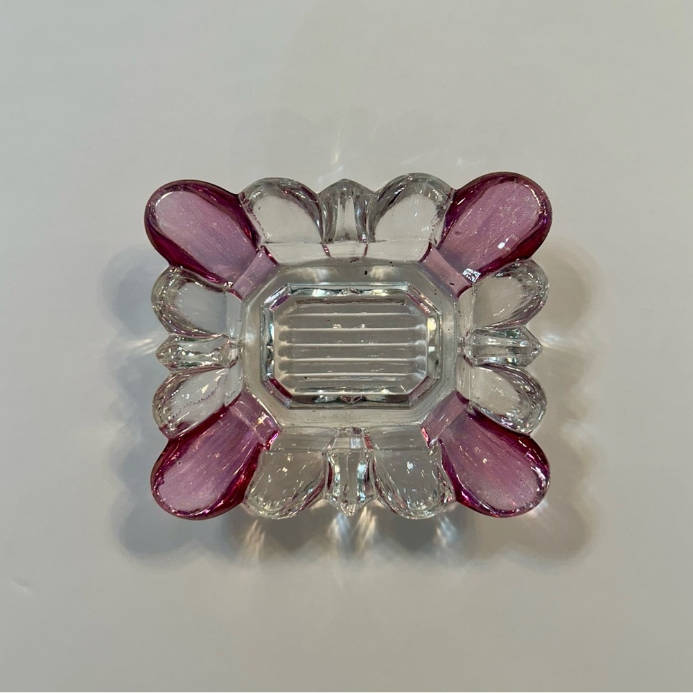 Vintage Pink and Clear Glass Trinket/Decor